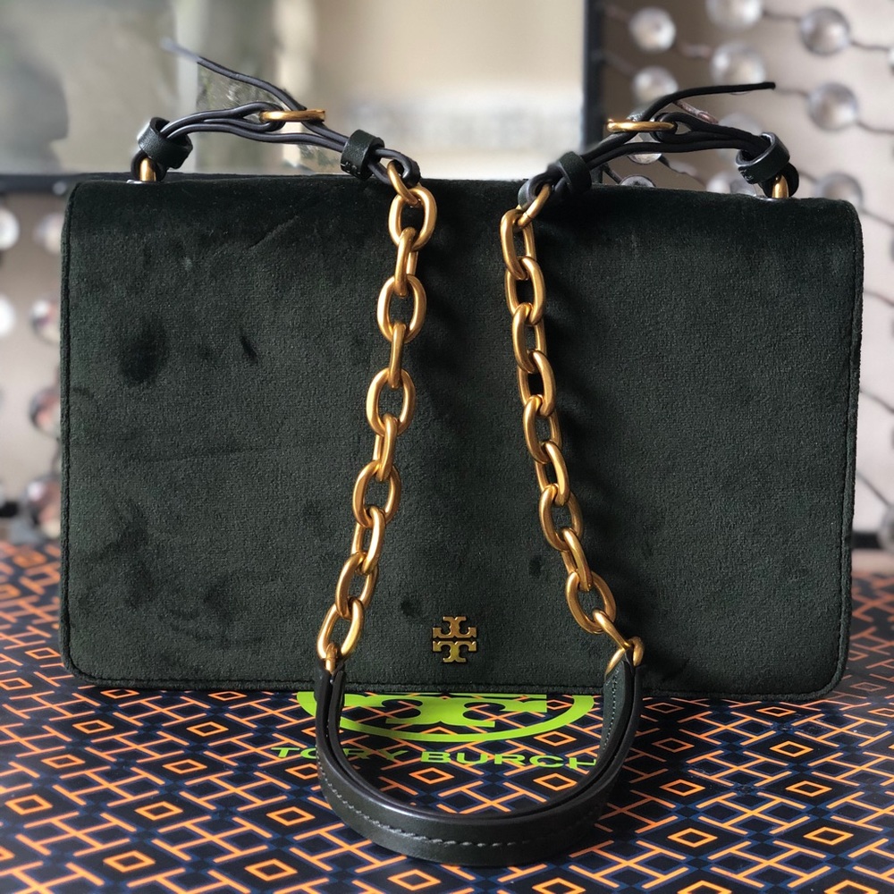 Tory burch sadie velvet shoulder bag